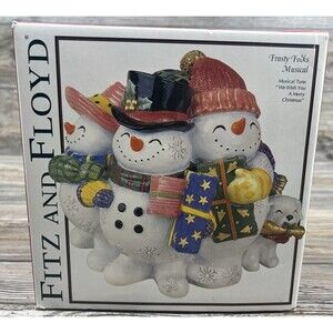 Fitz and Floyd Frosty Folks Musical-We Wish‎ You a Merry Christmas-Snowman Gift